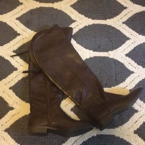 Brown knee high boots